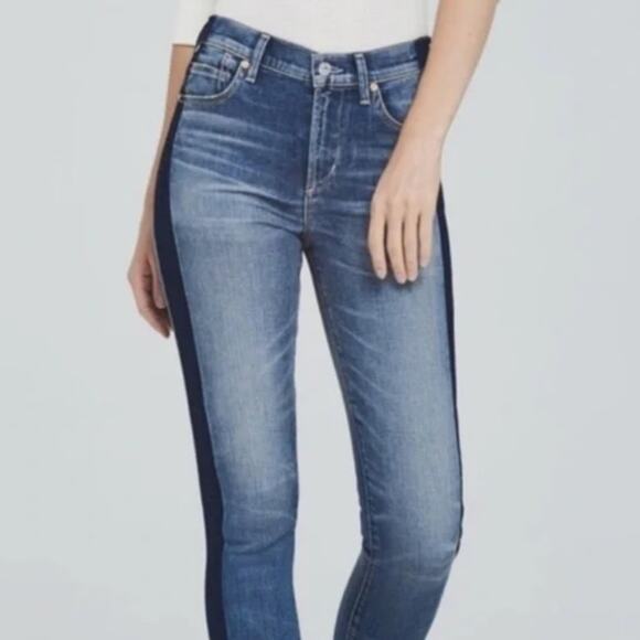 Blank NYC Side Stripe Crop Mid-rise Girlfriend Jeans Rigid Denim Women's 30 - Picture 1 of 6